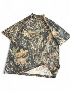 Vintage Y2K Mossy Oak Realtree Camo Tee Cotton blend Hunting T-Shirt Size XL